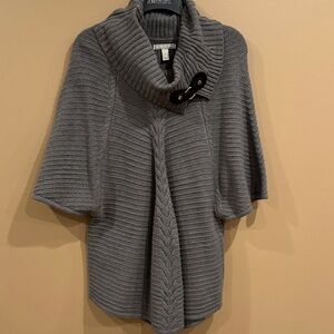 Dana Bachman Charcoal Cowl Neck Sweater with toggle detail.